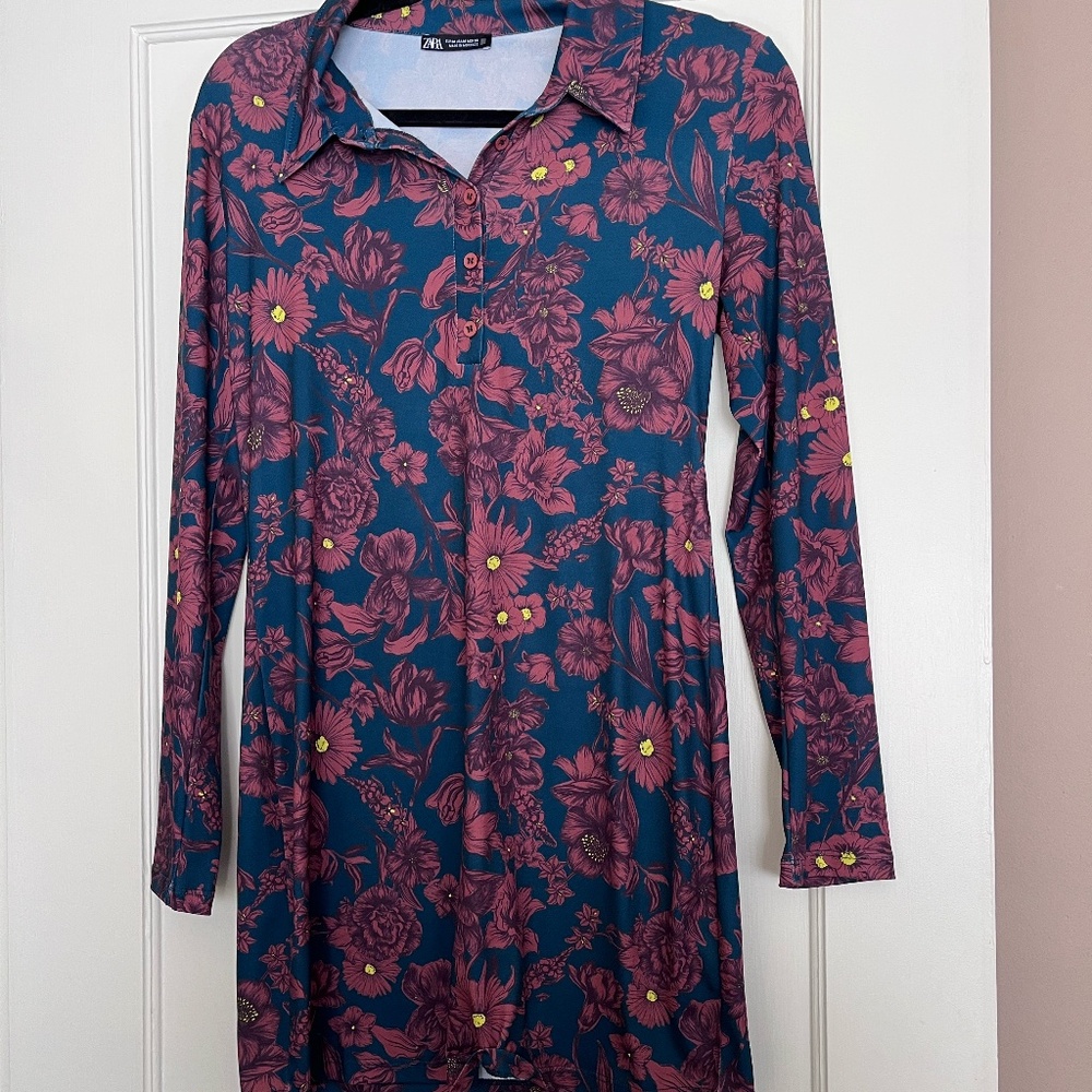 Zara Dress Teal and Burgundy